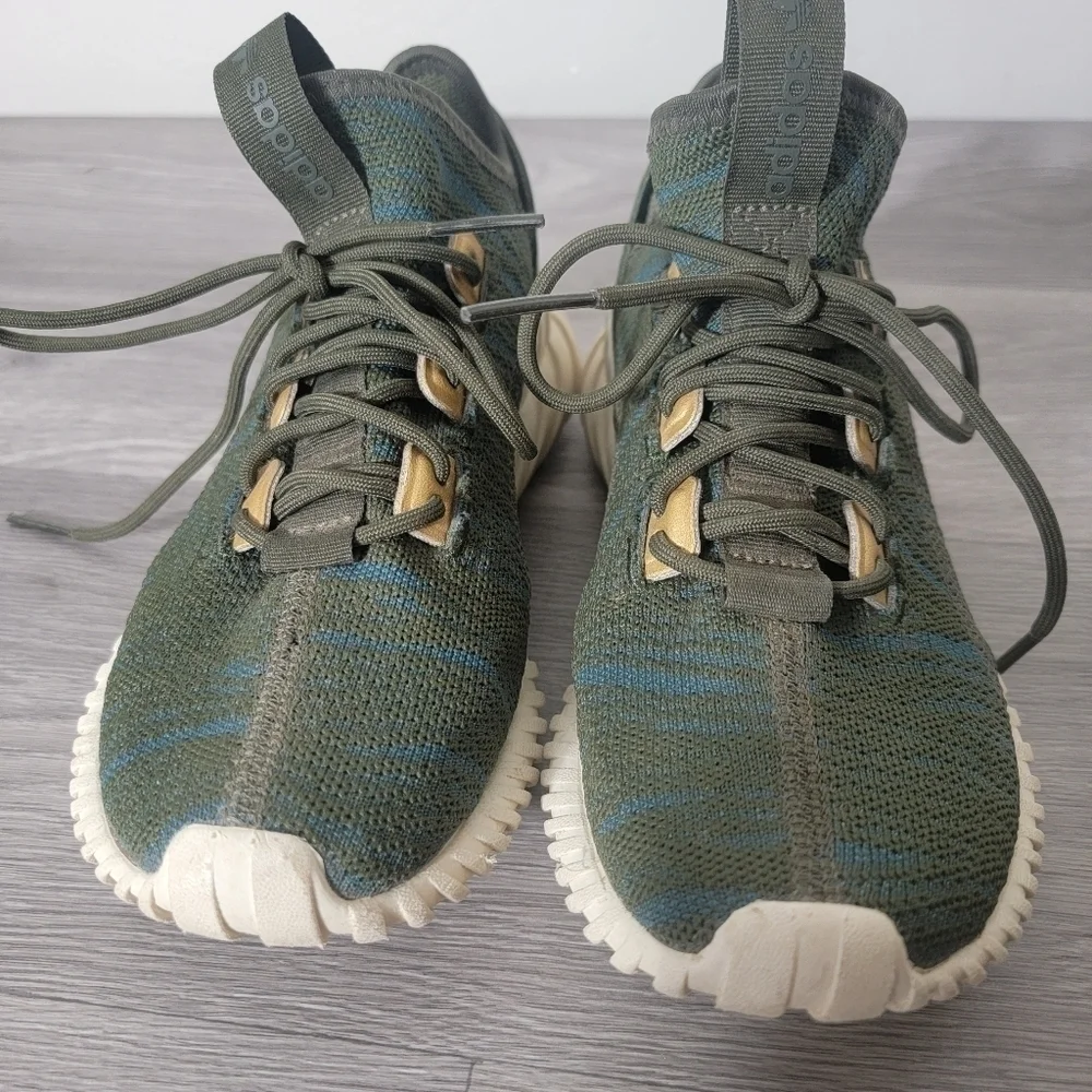 Adidas Olive Green Tubular Sneakers Shoes Size 5.5 Running Mesh Workout‎ Chunky